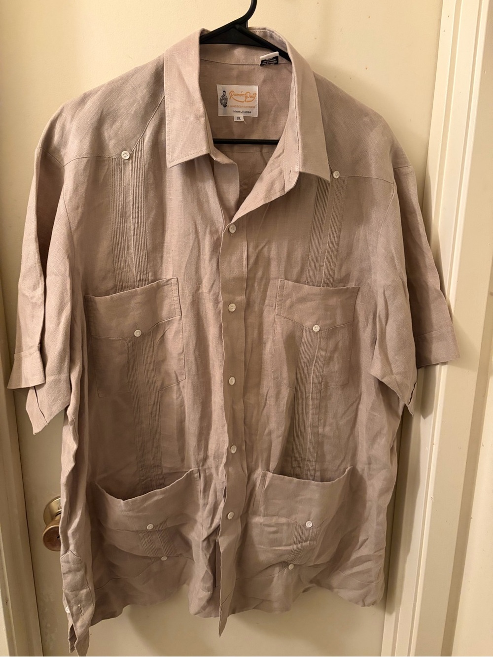 Men’s Ramon Puig Guayabera Shirt - Light Taupe